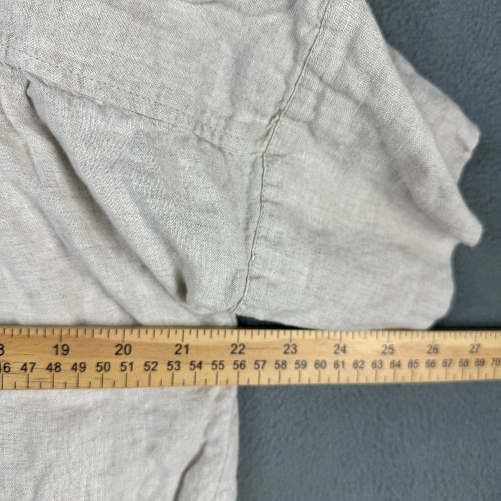 J.Crew Relaxed Short-Sleeve 100% Linen Shirt Beige AY665 Women Size M Button Up - Picture 6 of 7
